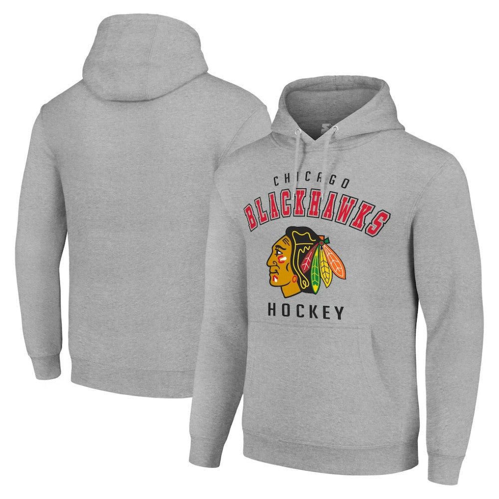 Chicago Blackhawks Starter Logo Pullover Hoodie - Heather Gray | NHL sale