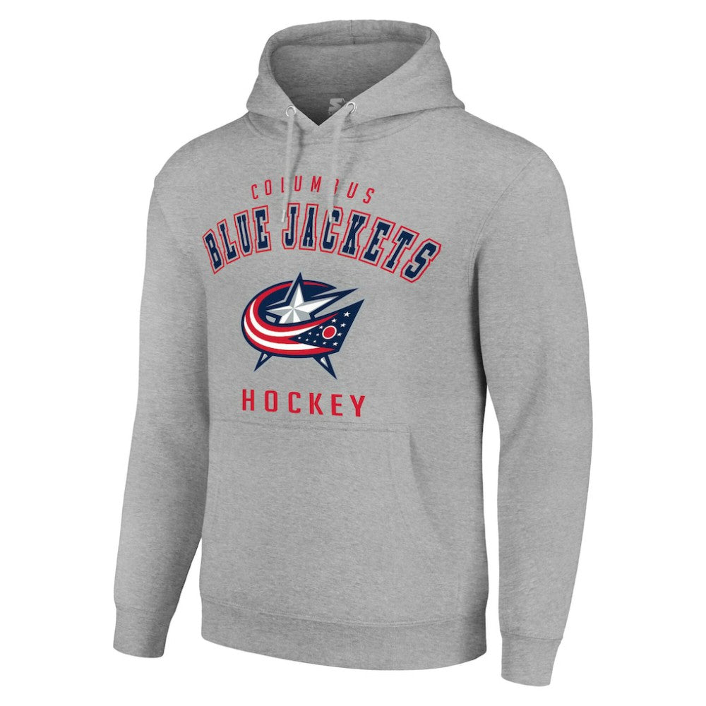 Columbus Blue Jackets Starter Logo Pullover Hoodie - Heather Gray | NHL Lifestyle