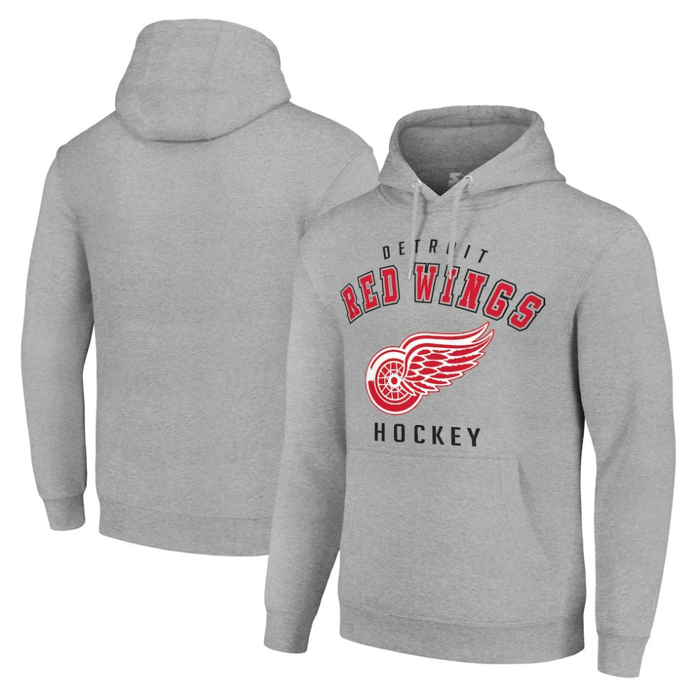 Detroit Red Wings Starter Logo Pullover Hoodie - Heather Gray | NHL Clearance