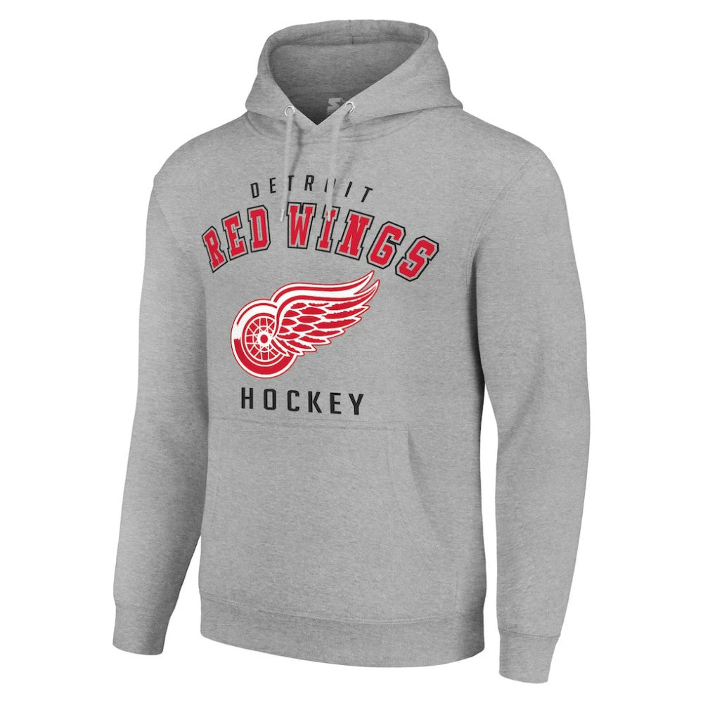 Detroit Red Wings Starter Logo Pullover Hoodie - Heather Gray | NHL Clearance
