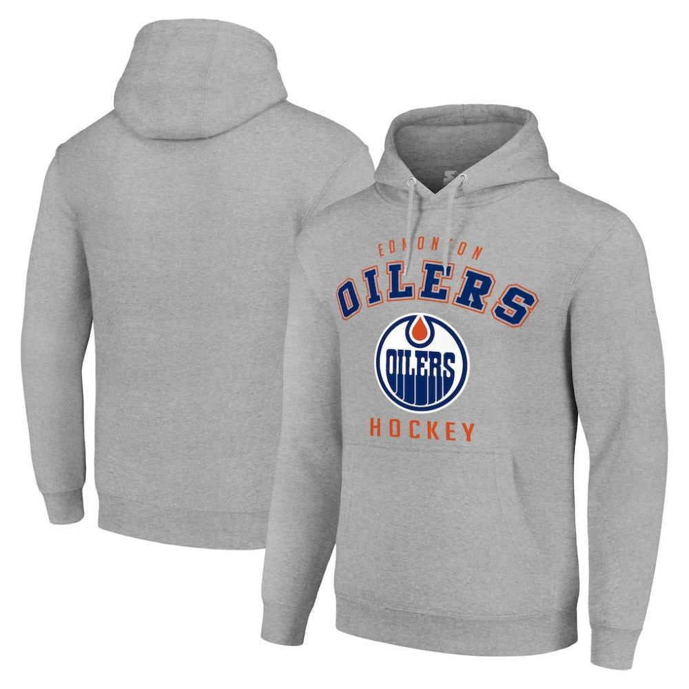 Edmonton Oilers Starter Logo Pullover Hoodie - Heather Gray | NHL Clearance