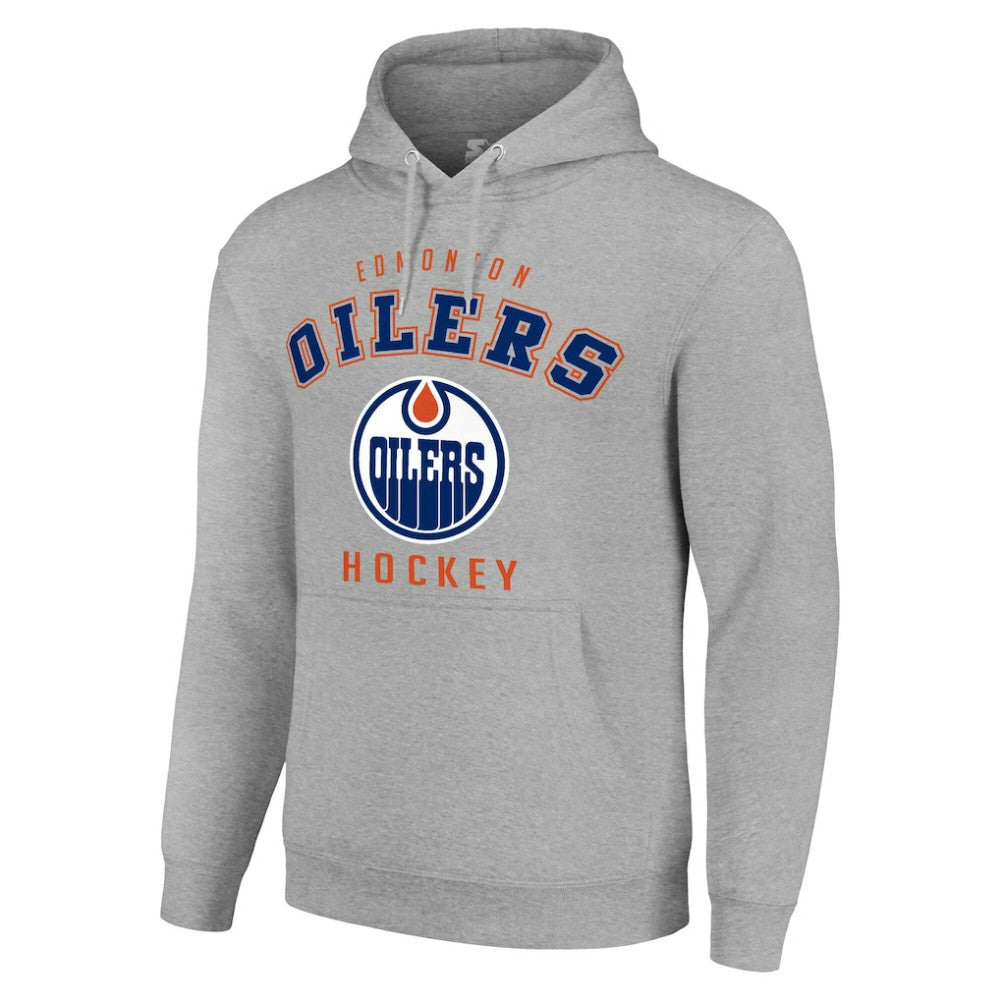 Edmonton Oilers Starter Logo Pullover Hoodie - Heather Gray | NHL Clearance