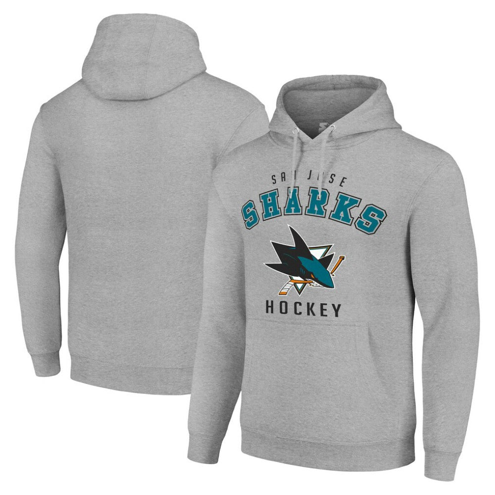 San Jose Sharks Starter Logo Pullover Hoodie - Heather Gray | NHL Clearance