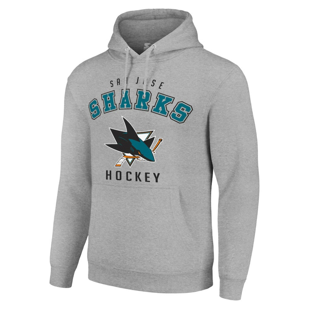 San Jose Sharks Starter Logo Pullover Hoodie - Heather Gray | NHL Clearance