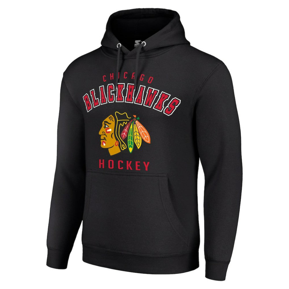 Chicago Blackhawks Starter Logo Pullover Hoodie - Black | NHL discount