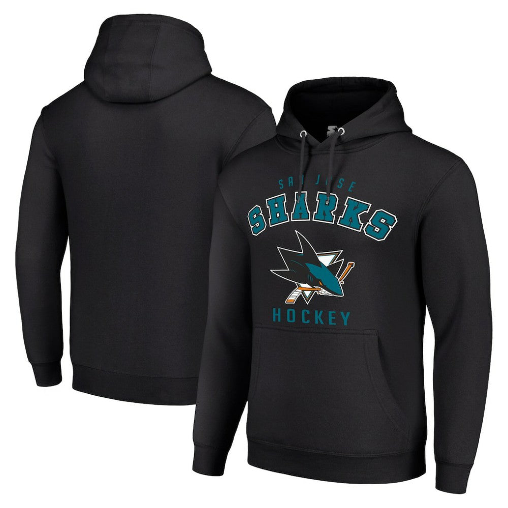 San Jose Sharks Starter Logo Pullover Hoodie - Black | NHL Lifestyle