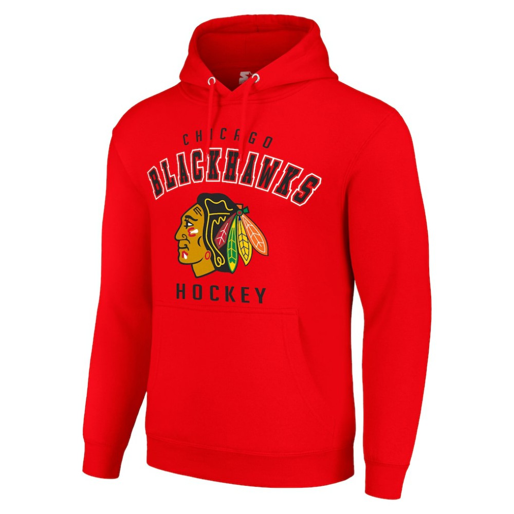 Chicago Blackhawks Starter Logo Pullover Hoodie - Red | NHL Clearance