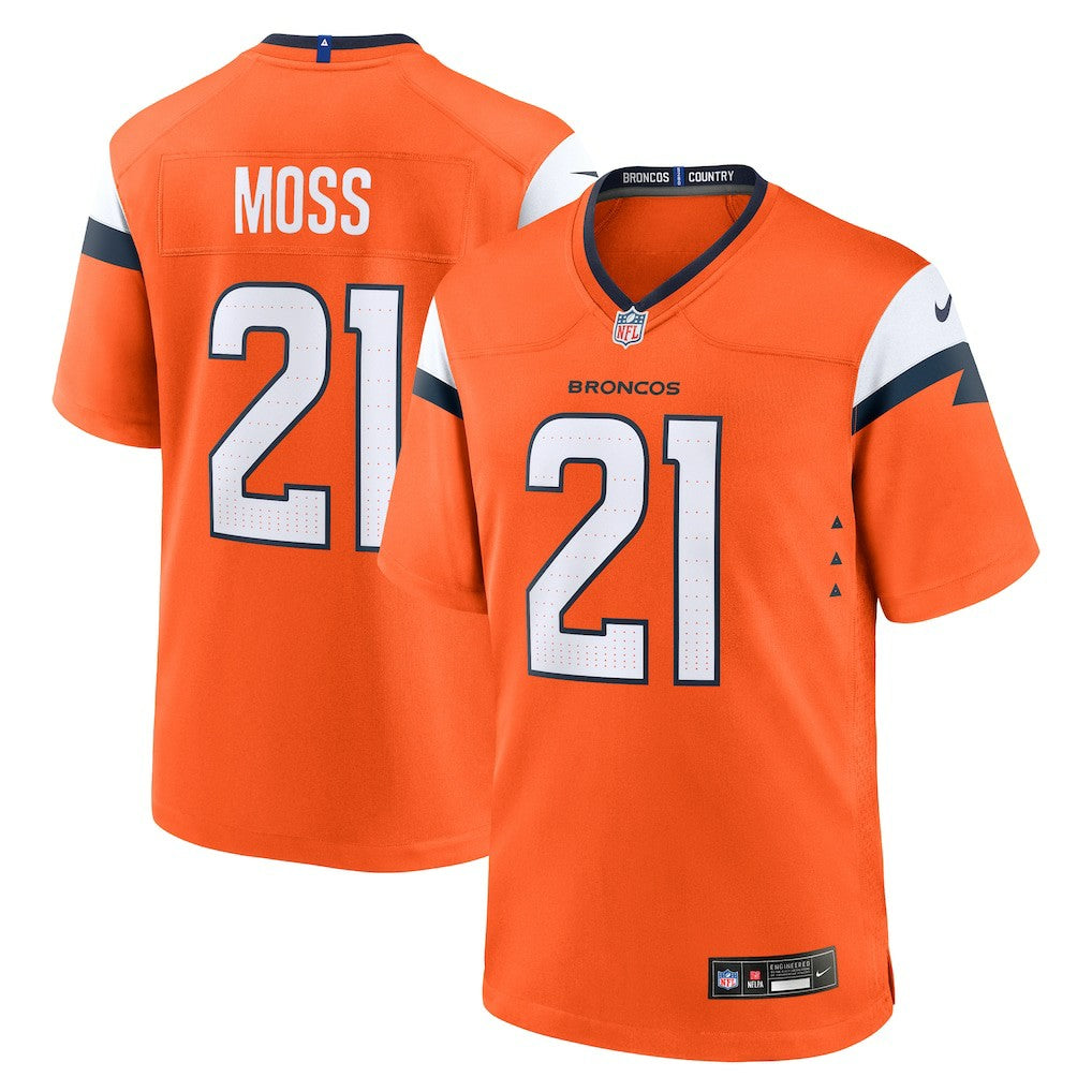 Riley Moss Denver Broncos Team Game Jersey - Orange - Nike