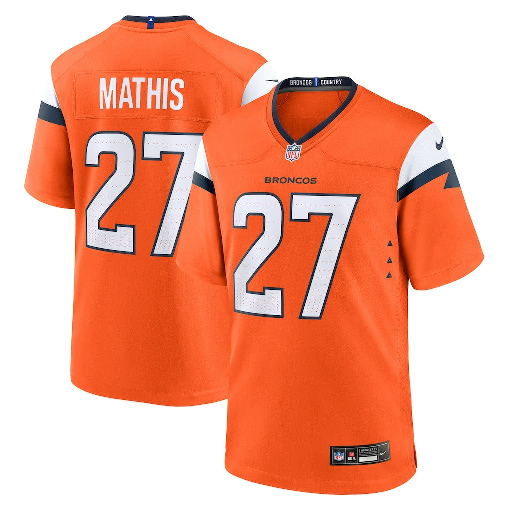 Damarri Mathis Denver Broncos Team Game Jersey - Orange - Nike