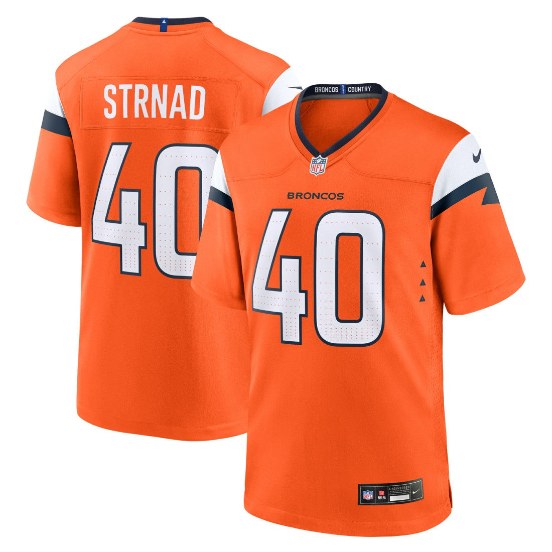 Justin Strnad Denver Broncos Team Game Jersey - Orange - Nike