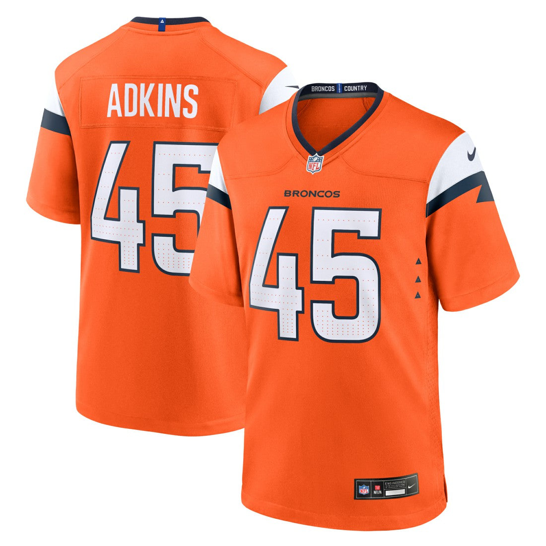 Nate Adkins Denver Broncos Team Game Jersey - Orange - Nike