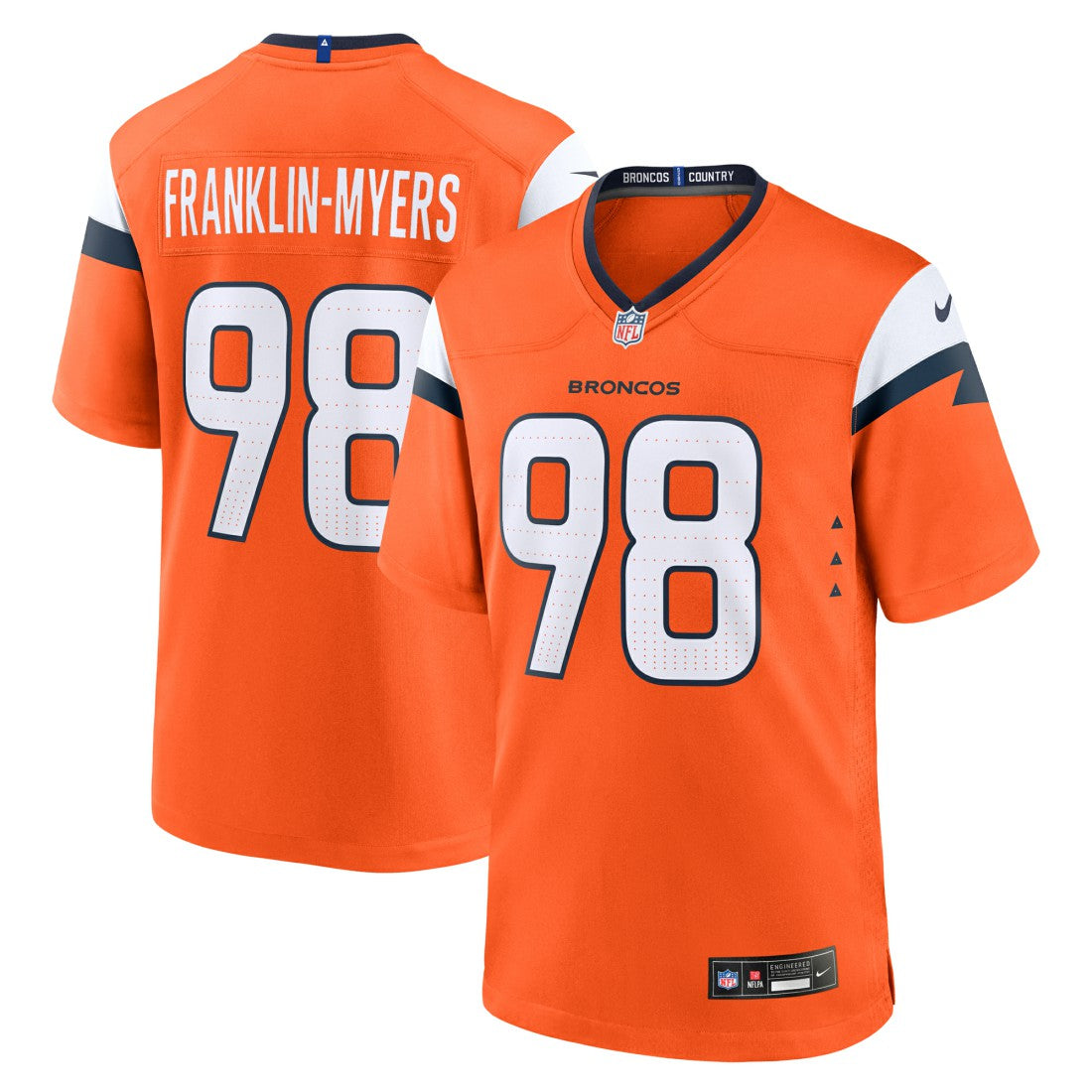 John Franklin-Myers Denver Broncos Team Game Jersey - Orange - Nike