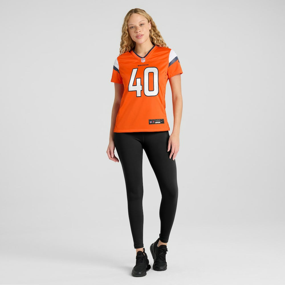 Justin Strnad Denver Broncos Women's Team Game Jersey - Orange - Nike