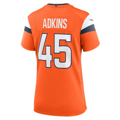Nate Adkins Denver Broncos Women's Team Game Jersey - Orange - Nike