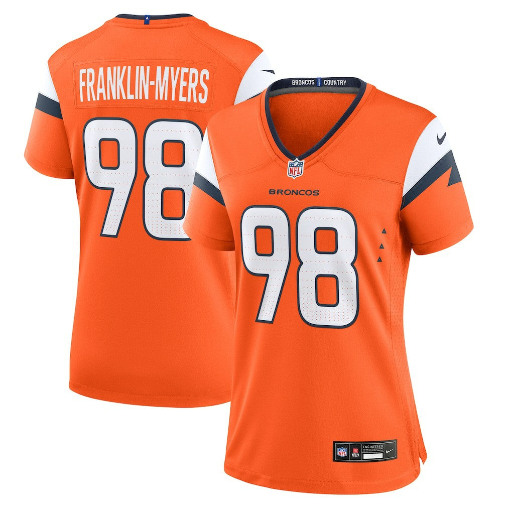John Franklin-Myers Denver Broncos Women's Team Game Jersey - Orange - Nike