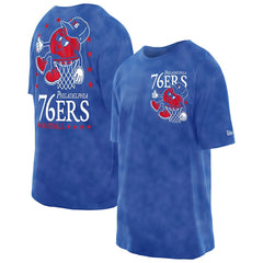 New Era Philadelphia 76ers Old School Sport Enzyme Wash Oversized T-Shirt Royal