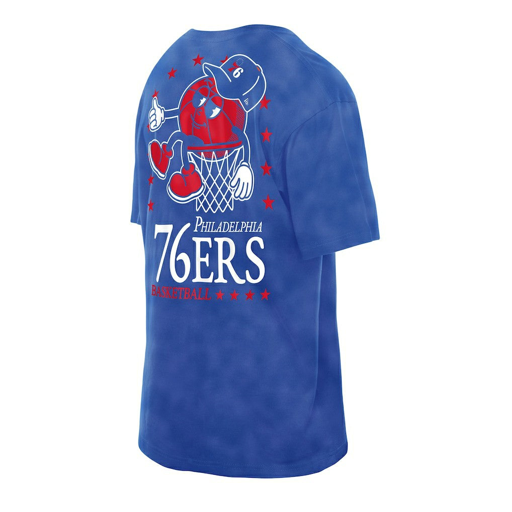 New Era Philadelphia 76ers Old School Sport Enzyme Wash Oversized T-Shirt Royal