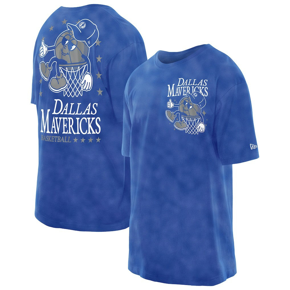 New Era Dallas Mavericks Old School Sport Enzyme Wash Oversized T-Shirt Blue