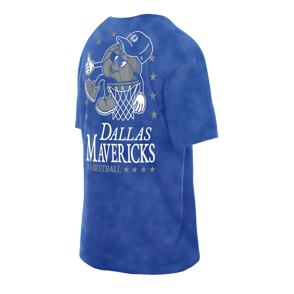 New Era Dallas Mavericks Old School Sport Enzyme Wash Oversized T-Shirt Blue