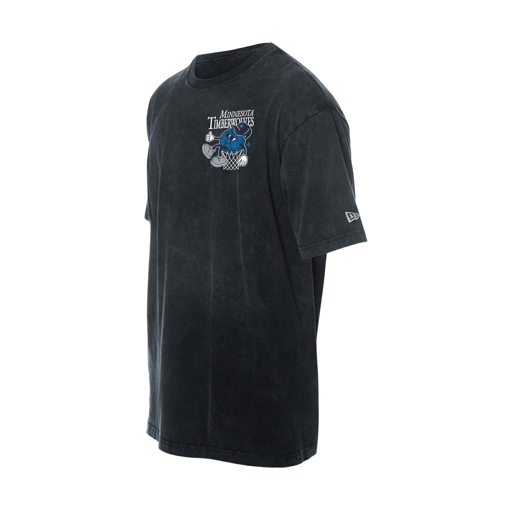 New Era Minnesota Timberwolves Old School Sport Enzyme Wash Oversized T-Shirt Black