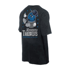New Era Minnesota Timberwolves Old School Sport Enzyme Wash Oversized T-Shirt Black