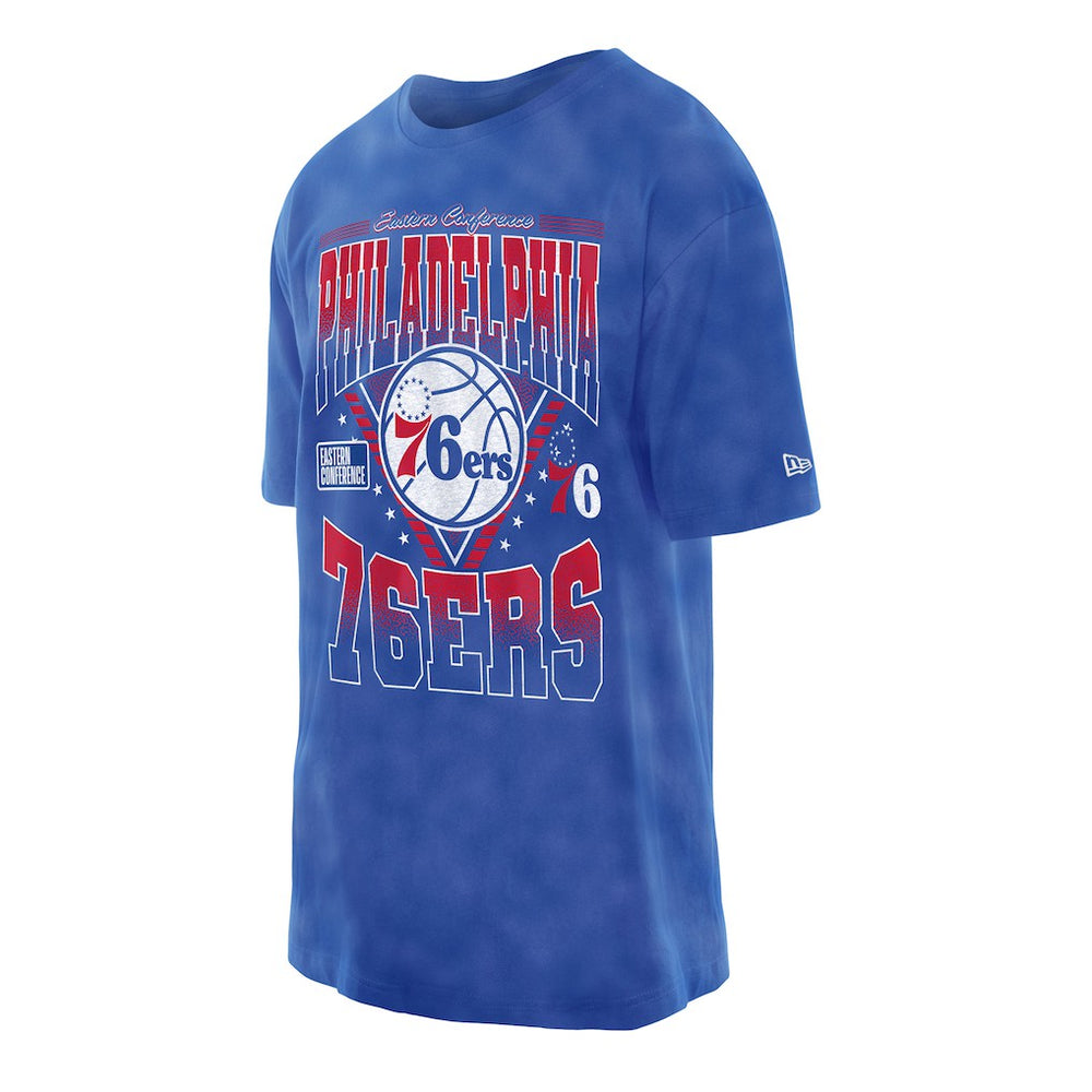 New Era Philadelphia 76ers Boxy Old School Sport Vintage Wash T-Shirt Royal