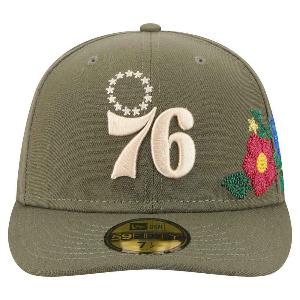 New Era Philadelphia 76ers Tonal Florals 59FIFTY Fitted Hat Olive