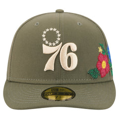 New Era Philadelphia 76ers Tonal Florals 59FIFTY Fitted Hat Olive