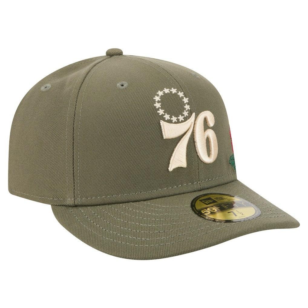 New Era Philadelphia 76ers Tonal Florals 59FIFTY Fitted Hat Olive