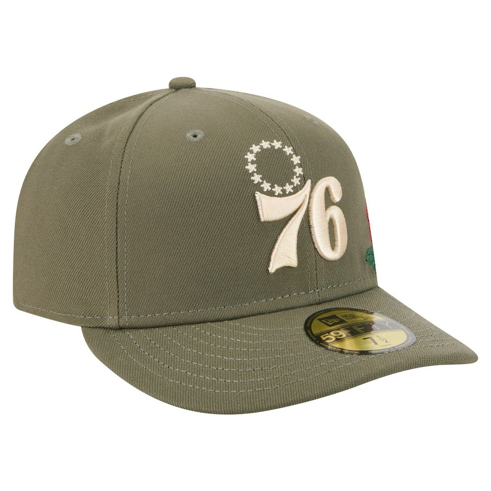 New Era Philadelphia 76ers Tonal Florals 59FIFTY Fitted Hat Olive