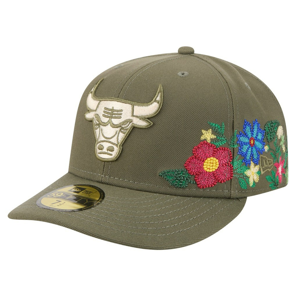New Era Chicago Bulls Tonal Florals 59FIFTY Fitted Hat Olive