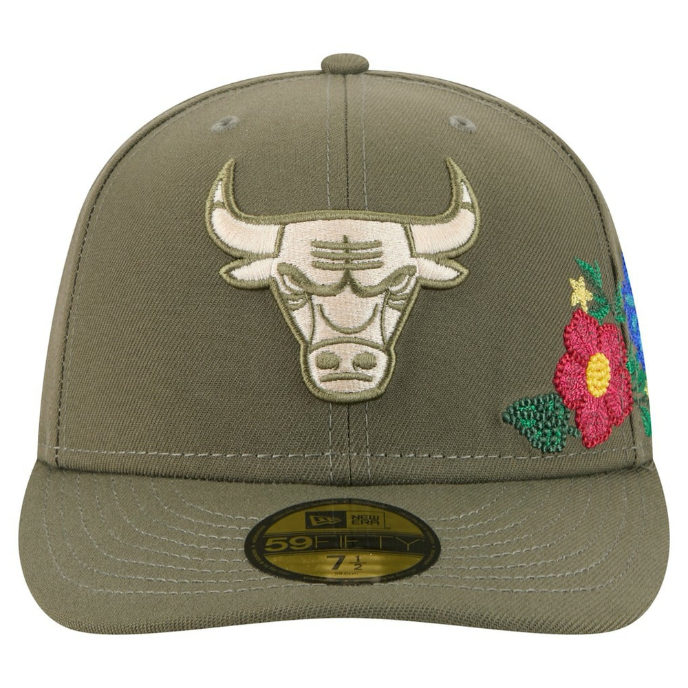 New Era Chicago Bulls Tonal Florals 59FIFTY Fitted Hat Olive