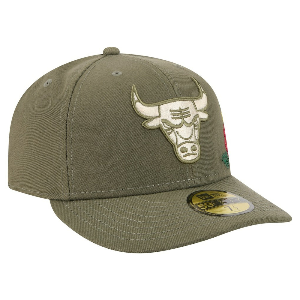 New Era Chicago Bulls Tonal Florals 59FIFTY Fitted Hat Olive