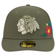 Chicago Blackhawks New Era Tonal Florals 59FIFTY Fitted Hat - Olive | New Era on sale