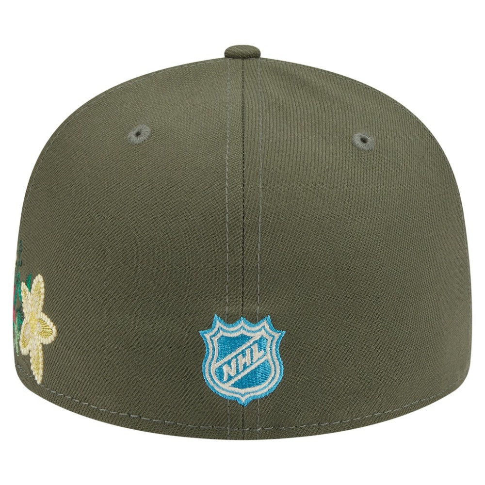 Chicago Blackhawks New Era Tonal Florals 59FIFTY Fitted Hat - Olive | New Era on sale