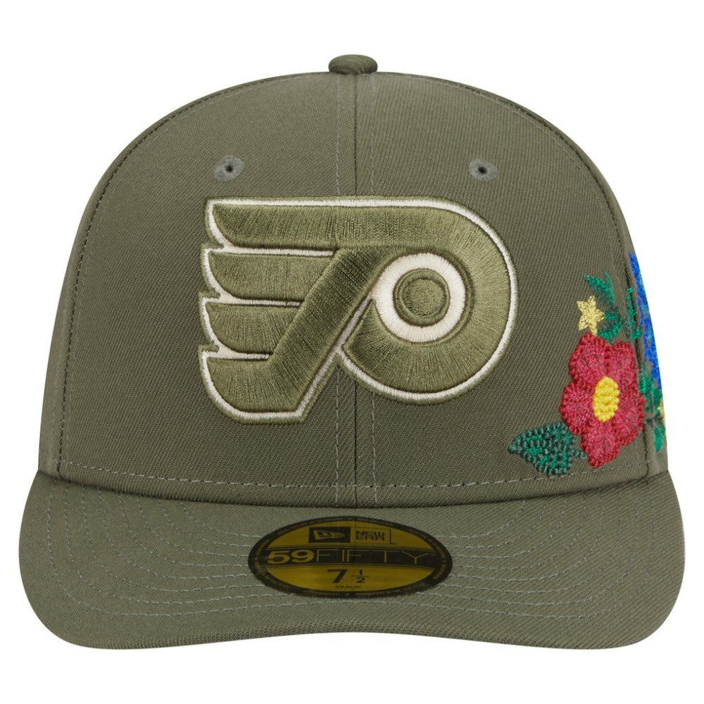 Philadelphia Flyers New Era Tonal Florals 59FIFTY Fitted Hat - Olive | New Era discount