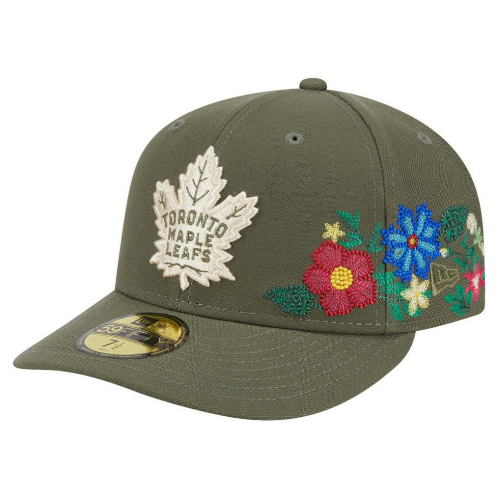 Toronto Maple Leafs New Era Tonal Florals 59FIFTY Fitted Hat - Olive | New Era Clearance