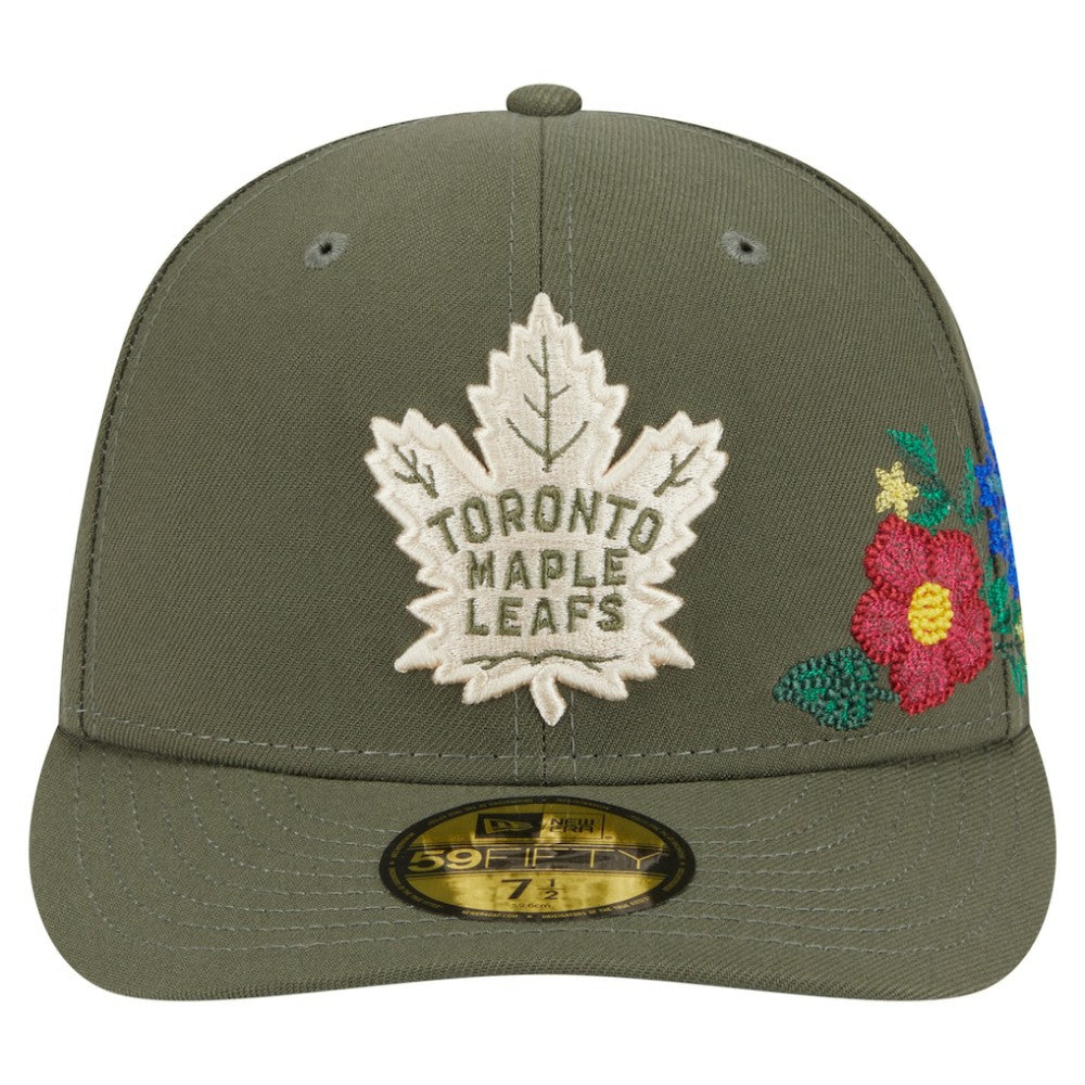 Toronto Maple Leafs New Era Tonal Florals 59FIFTY Fitted Hat - Olive | New Era Clearance