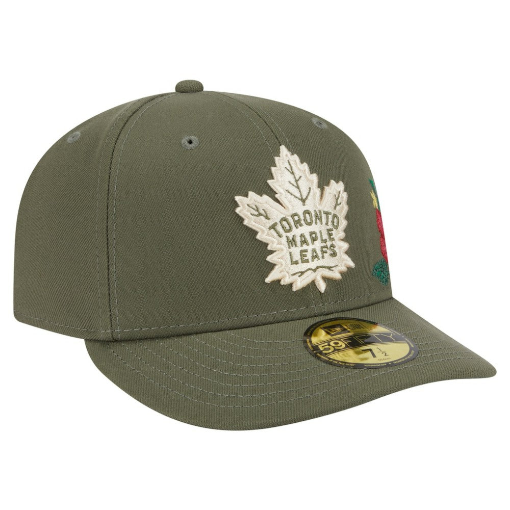 Toronto Maple Leafs New Era Tonal Florals 59FIFTY Fitted Hat - Olive | New Era Clearance