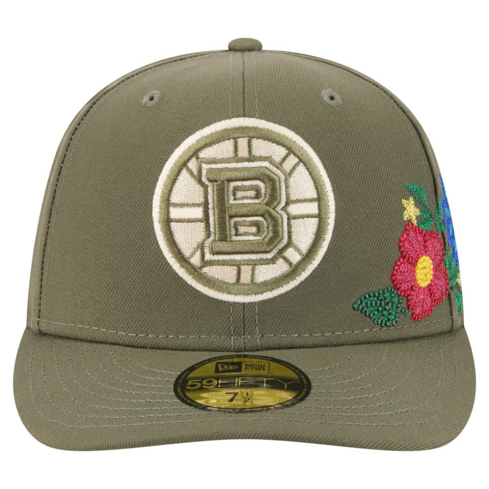 Boston Bruins New Era Tonal Florals 59FIFTY Fitted Hat - Olive | New Era sale