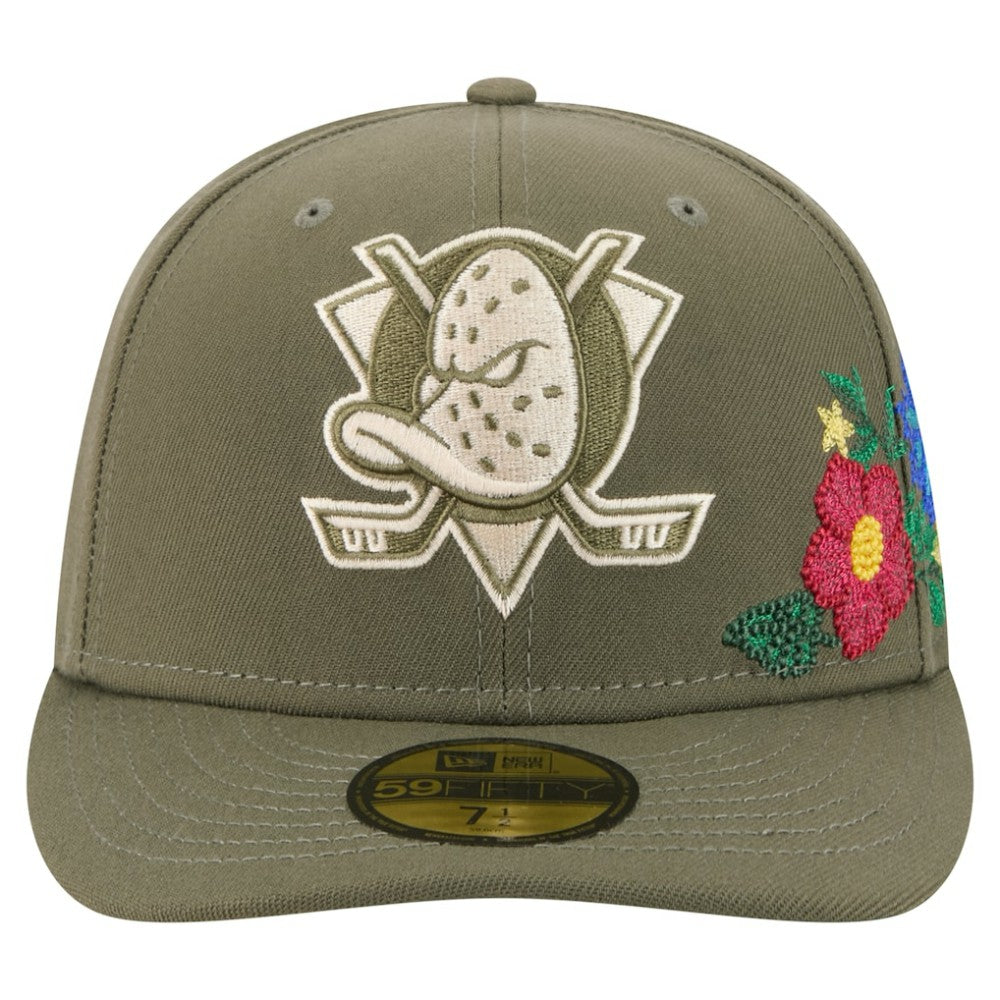 Anaheim Ducks New Era Tonal Florals 59FIFTY Fitted Hat - Olive | New Era Lifestyle