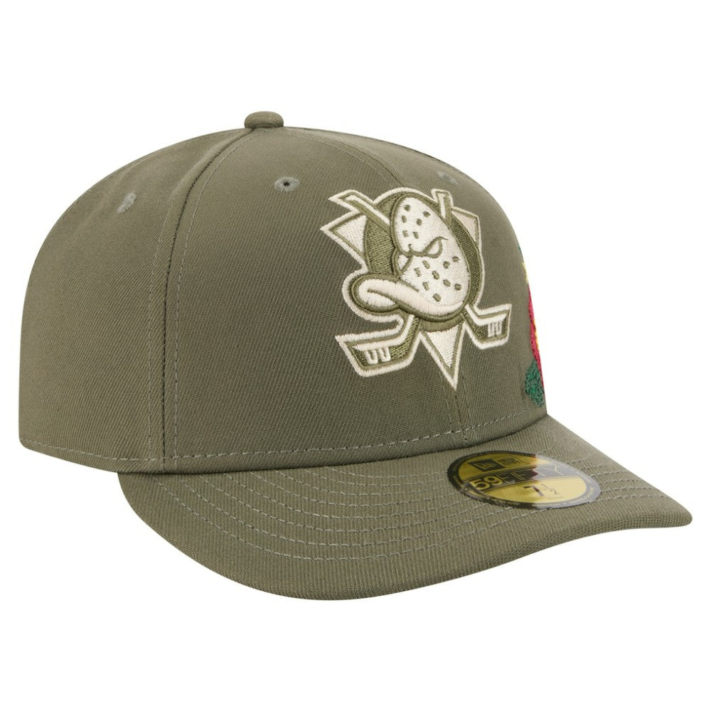 Anaheim Ducks New Era Tonal Florals 59FIFTY Fitted Hat - Olive | New Era Lifestyle