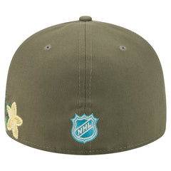 Anaheim Ducks New Era Tonal Florals 59FIFTY Fitted Hat - Olive | New Era Lifestyle