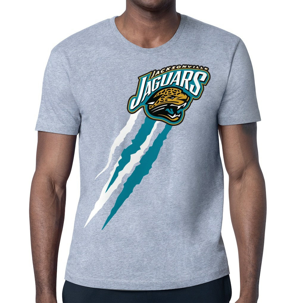 Jacksonville Jaguars Starter Retro Team Logo Color Scratch T-Shirt - Heather Gray - NFL
