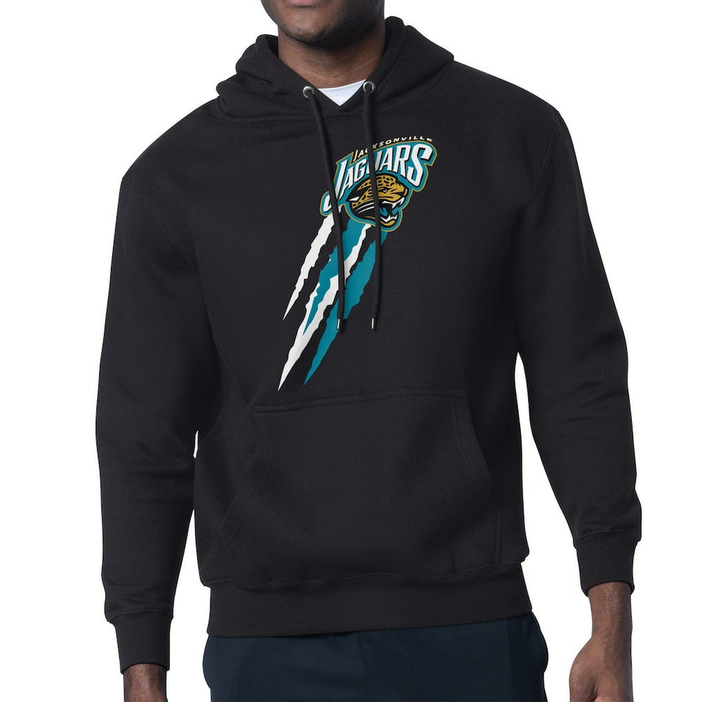 Jacksonville Jaguars Starter Retro Team Logo Color Scratch Pullover Hoodie - Black - NFL