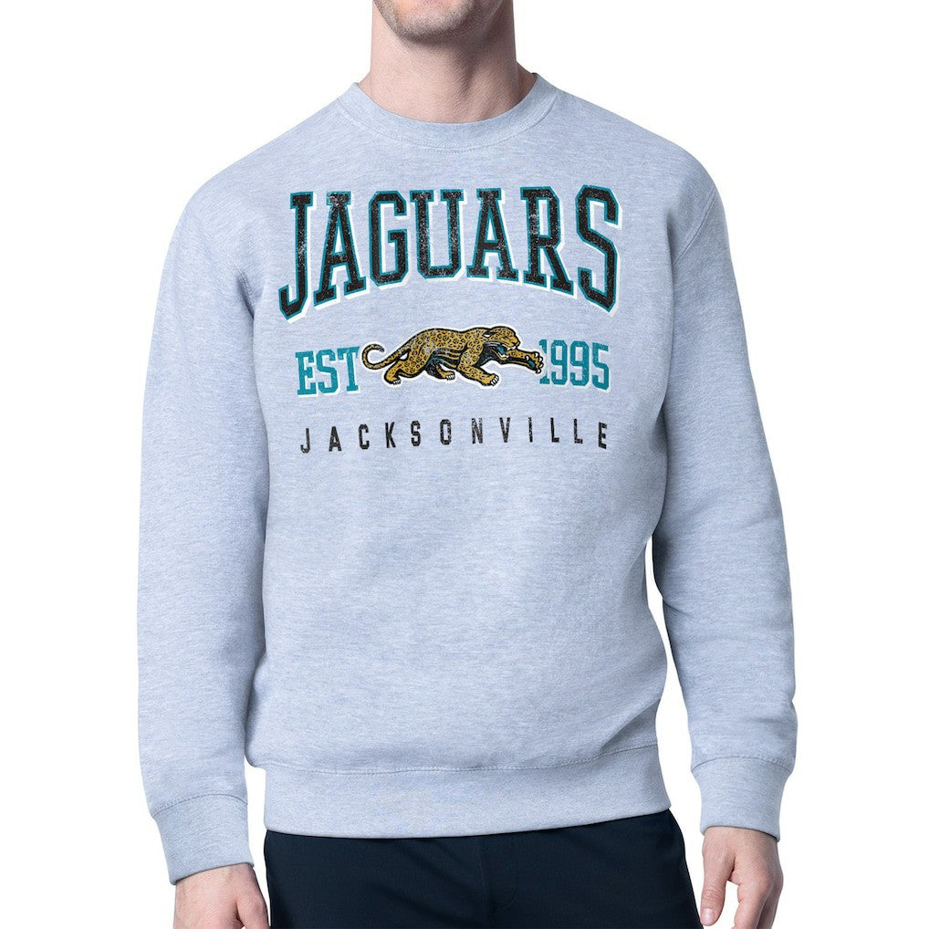 Jacksonville Jaguars Starter Retro Team Logo Pullover Sweatshirt - Heather Gray - NFL