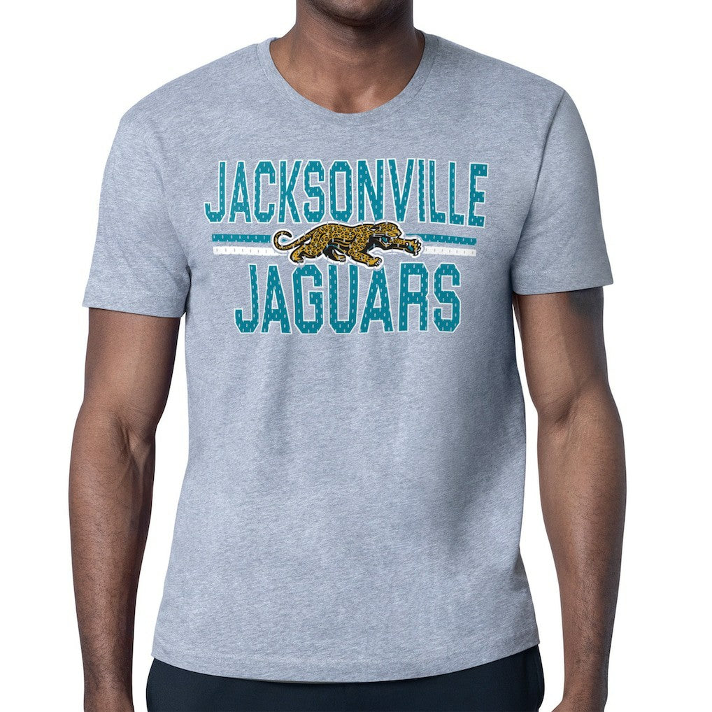 Jacksonville Jaguars Starter Mesh Look Retro Team Logo T-Shirt - Heather Gray - NFL