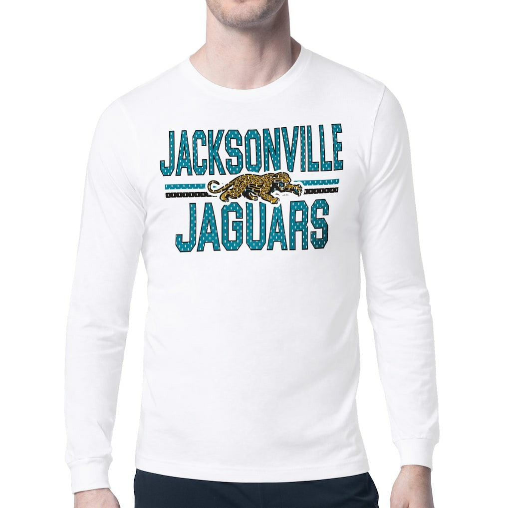 Jacksonville Jaguars Starter Mesh Look Retro Team Logo Long Sleeve T-Shirt - White - NFL