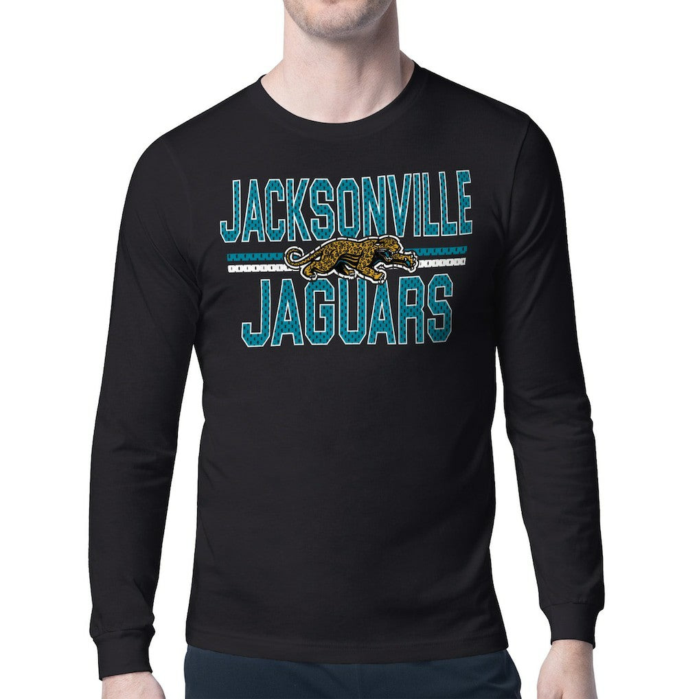 Jacksonville Jaguars Starter Mesh Look Retro Team Logo Long Sleeve T-Shirt - Black - NFL