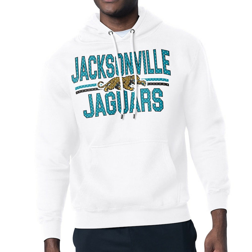 Jacksonville Jaguars Starter Mesh Look Retro Team Logo Pullover Hoodie - White - NFL